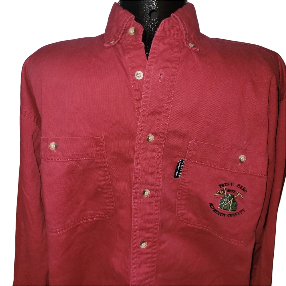 Vintage 90's Point Zero Men's Red Button-Up Casual Cotton Shirt M - Picture 4 of 8